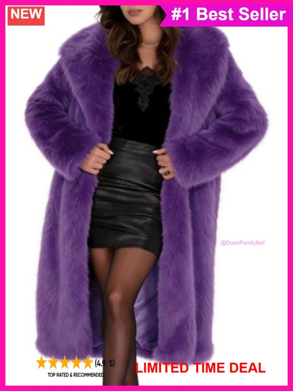 Faux Fur Coat Long Furry Jacket Warm Winter Outerwear